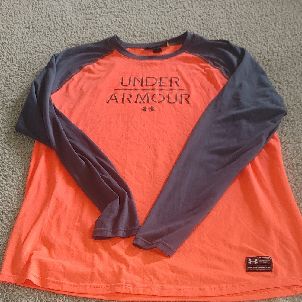 Under Armour Orange and Gray 3quarter Length Shirt